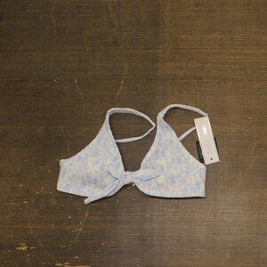 Salt + Cove Juniors Smocked Tie-Front Bikini Swim Top Cornflower Blue M